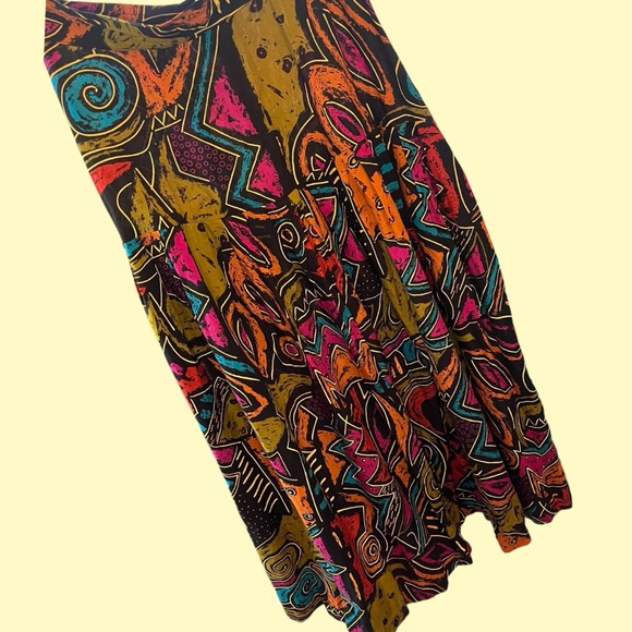Vintage Dresses & Skirts - 80s vintage abstract midi maxi skirt size small